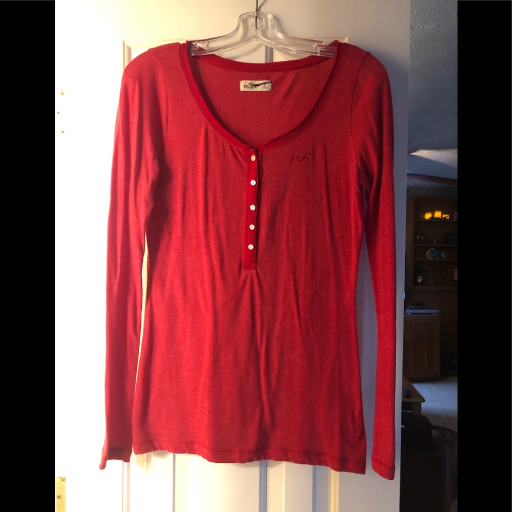 Hollister red long sleeve T-shirt.  Very cozy.  Never been worn.